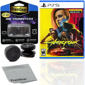 Cyberpunk 2077: Ultimate Edition for PlayStation 5 (US Version), with PremGear ThumbSticks (2 pack: 1 High-Rise, 1 Mid-Rise) & Cleaning Cloth �k�Ĕ� PS5 �v���C�X�e�[�V����5 �C�O�Ń\�t�g