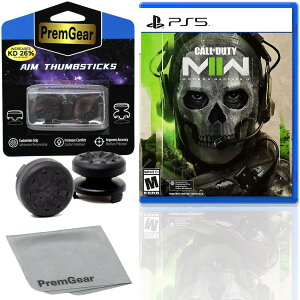 Call of Duty: Modern Warfare II for PlayStation 5 (US Version), with PremGear ThumbSticks (2 pack: 1 High-Rise, 1 Mid-Rise) & Cleaning Cloth �k�Ĕ� PS5 �v���C�X�e�[�V����5 �C�O�Ń\�t�g