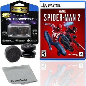 MARVEL'S SPIDER-MAN 2 compatible with PlayStation 5 (PS5) Standard Edition (US Version), with PremGear ThumbSticks (2 pack: 1 High-Rise, 1 Mid-Rise) & Cleaning Cloth �k�Ĕ� PS5 �v���C�X�e�[�V����5 �C�O�Ń\�t�g