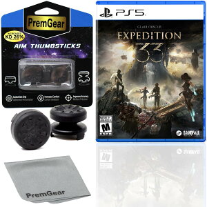 Clair Obscur Expedition 33 for PlayStation 5 (US Version), with PremGear ThumbSticks (2 pack: 1 High-Rise, 1 Mid-Rise) & Cleaning Cloth �k�Ĕ� PS5 �v���C�X�e�[�V����5 �C�O�Ń\�t�g