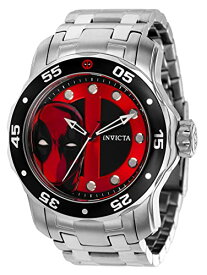 Invictaインビクタ メンズ Scuba 48mm Marvel Deadpool 限定リミテッドエディション Red/Black Dial Quartz Silver Tone Stainless Steel Watch (Model: 37368) 腕時計