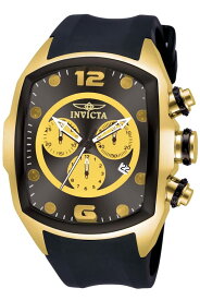 Invictaインビクタ メンズ男性用 Lupah Revolution クロノグラフ Gold Tone Case Black Polyurethane Strap Watch 10067
