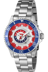 Invictaインビクタ メンズ男性用 43481 MLB Texas Rangers クォーツ時計 Red, Silver, White, Blue Dial Watch