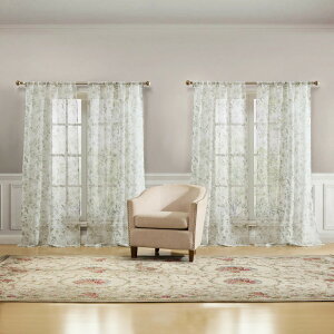 Laura Ashley Barnette �E�B���h�E�J�[�e�� ���b�h�|�P�b�g 84�C���` 4�p�l���Z�b�g �O���[��
