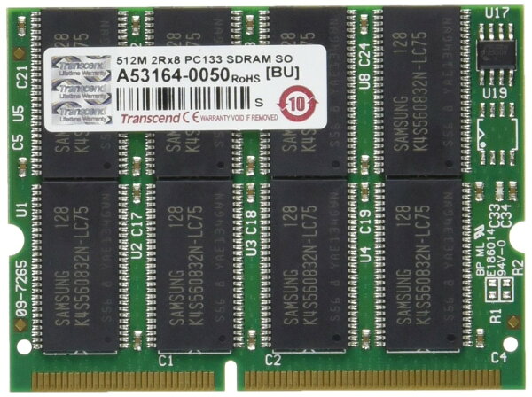 Transcend 512MB SDRAM PC133 ノートPC用 SO-DIMM Apple PowerBook G3 対応 メモリ