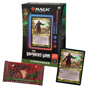 �p��� Magic: The Gathering The Brothers�f War Retro-Frame Commander Deck - Mishra�fs Burnished Banner (Blue-Black-Red) + Collector Booster Sample Pack