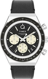 TmexタイメックスQメンズ男性40ミリメートル腕時計ブラックダイヤルシルバートーンケースブラックブレスレット