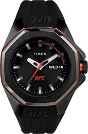 TmexタイメックスUFCメンズ男性プロ44ミリメートル腕時計 - ブラックストラップブラックダイヤルブラックケース