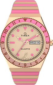 Tmexタイメックス レディース女性 Q X BCRF 36mm 腕時計 2トーンエキスパンションバンド ピンクダイヤルローズゴールドトーンケース
