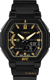 TmexタイメックスUFCメンズ男性コロッサス45ミリメートル腕時計 - ブラックストラップブラックダイヤルブラックケース