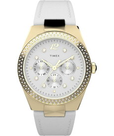 Tmexタイメックス レディース女性 シモーネ マルチファンクション 38mm 腕時計 ホワイト ブレスレット ホワイトダイアル ゴールドトーンケース