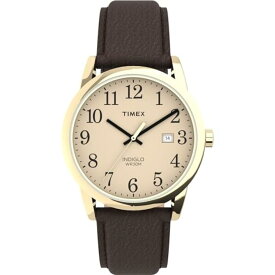 Timex メンズ TW2P75800 Easy Reader 38mm Brown/Gold-Tone/Cream Leather Strap Watch タイメックス腕時計 並行輸入品