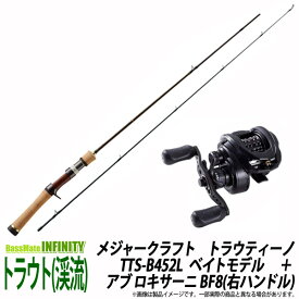 【トラウト（渓流）入門セット】●メジャークラフト　トラウティーノ TTS-B452L (ベイトモデル)＋アブガルシア　ロキサーニ BF8(右ハンドル)