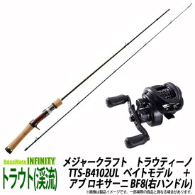 【トラウト（渓流）入門セット】●メジャークラフト　トラウティーノ TTS-B4102UL (ベイトモデル)＋アブガルシア　ロキサーニ BF8(右ハンドル)