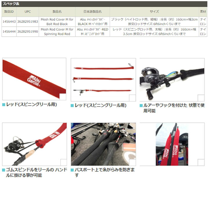 楽天市場 アブガルシア Abu メッシュロッドカバー M スピニングロッド用 Red まとめ送料割 釣具のバスメイトインフィニティ