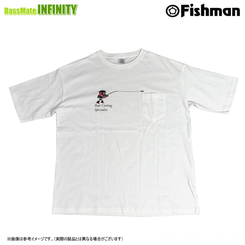 ●Fishman フィッシュマン　ポケット付ビッグシルエットフレックスTシャツ ホワイト  
