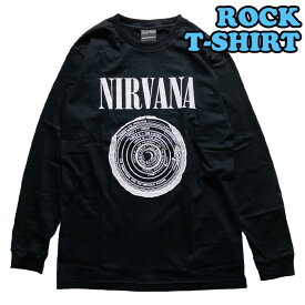 Nirvana ロング Tシャツ ニルヴァーナ Circle 長袖 ニルバーナ ロックTシャツ バンドTシャツ メンズ レディース ロンT ロックT バンドT バンT ロゴ バンド ロゴT ダンス ミュージック ファッション ブラック 黒 白 大きいサイズ M L XL 2XL コットン 綿 100% 春 秋 冬