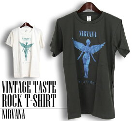 ヴィンテージ風 Nirvana Tシャツ ニルヴァーナ ニルバーナ In Utero ロックTシャツ バンドTシャツ メンズ レディース ロックT バンドT バンT ロゴ バンド ロゴT ダンス ミュージック ファッション ブラック ホワイト 黒 白 大きいサイズ 綿 100% 春夏 夏物 おしゃれ