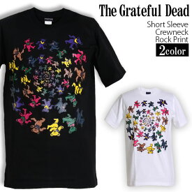 Grateful Dead Tシャツ グレイトフルデッド Spiral Bears 半袖 ロックTシャツ バンドTシャツ ダンシングベア デッドベア メンズ レディース かっこいい バンT ロックT バンドT パンク 大きいサイズ 黒 白 ブラック ホワイト M L XL 春 夏 おしゃれ Tシャツ ファッション