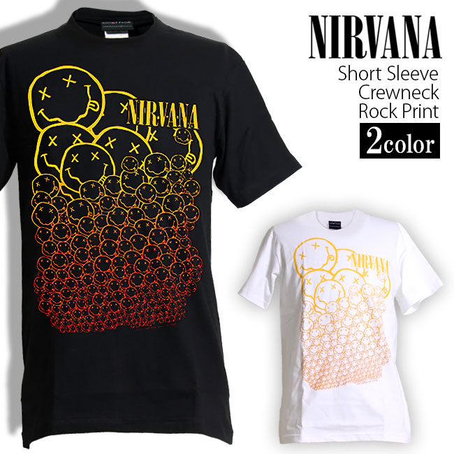 Nirvana Tシャツ ニルヴァーナ ロックTシャツ バンドTシャツ ニルバーナ ニコちゃん メンズ レディース ロックT バンドT バンT ロゴ  バンド ロゴT ダンス ミュージック ファッション ブラック ホワイト 黒 白 大きいサイズ 綿 100% 春夏 夏物 おしゃれ ファッション |  