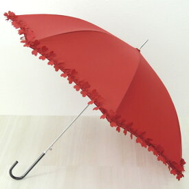 No.4722 バスルーム umbrella 【ハートタイプ】（華やか 傘 雨傘 4722 4723 レディース 女性用 ジャンプ傘 フリル ハートheart frill レッド ブラック オリジナル 撥水 レイン ブーツ 軽い)