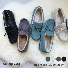 【洗える靴】モカシン 内ボア ボア モカシンシューズ リボン 内ボア カジュアル 軽い 幅広 甲高 外反母趾 3E 3e 洗える すっきり レディース 靴 シューズ 女性 シンプル クロールバリエ No.578281