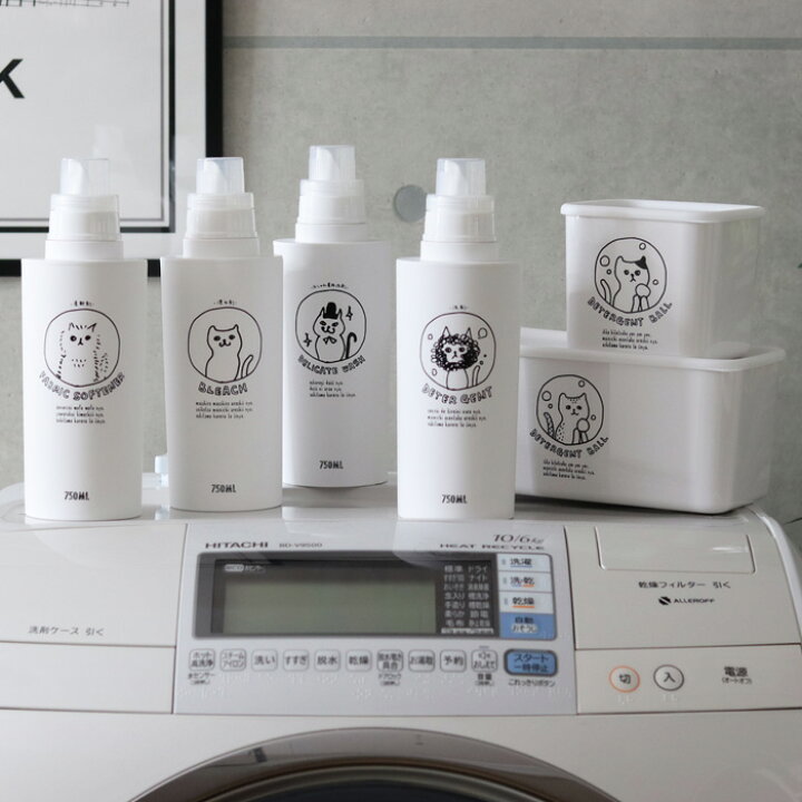 楽天市場 着後レビューで選べる特典 洗濯洗剤用詰替えボトル ネコランドリー 750ml 3点セット 日本製 モノトーン 洗剤 柔軟剤 漂白剤 おしゃれ着用洗剤 ランドリーボトル 詰め替え 容器 大きめ 大容量 ネコ 猫 ねこ おしゃれ かわいい Bath Room バスルーム