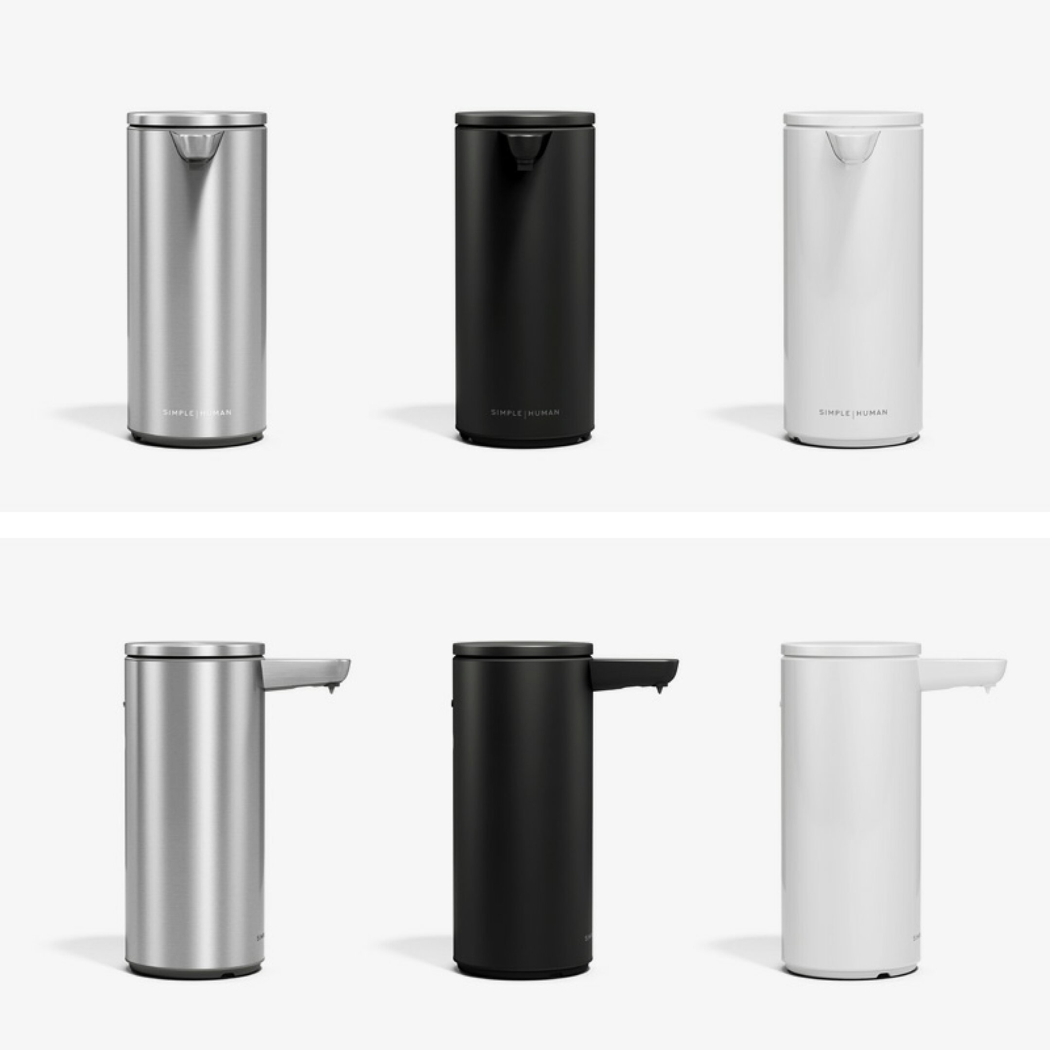 《 シンプルヒューマン センサーポンプ 》 充電式 電動ディスペンサー 自動 詰め替えボトル 液体石けん 洗剤 おしゃれ 高級感 新築祝い インテリア 艶消しステンレス マットブラック ホワイト