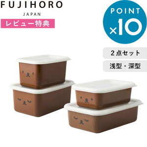 レビュー特典! 富士ホーロー 《 ボリスフェイスシリーズ 浅型・深型角容器 2点セット 》 ホーロー ほうろう ブラウン MFB-2SM MFB-2DSM 2点 ペア セット 保存容器 フードコンテナ コンテナ 作り