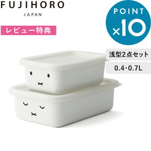 レビュー特典! 富士ホーロー 《 ミッフィーフェイスシリーズ 浅型角容器2点セット 》 MFF-2SM ホワイト Sサイズ Mサイズ セット 2点セット 角型 浅型 フタ付 密閉下ごしらえ スタッキング シン