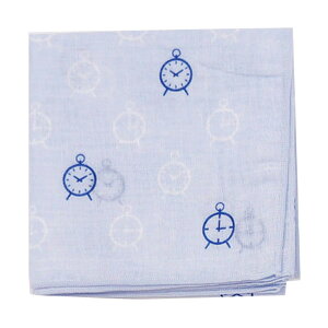 【2枚以上購入で送料無料 柄違いOK】 日本製 原田織物 時計柄 ブルー 綿100% 50×50cm 100本ガーゼハンカチ お出かけに プレゼントに プチギフト 贈り物 ユニセックス 男女兼用 シンプル 薄手 日