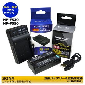ソニー SONY NP-F330 / NP-F530 / NP-F550 / NP-F570/FUTABA LT2F2200　対応互換バッテリーパック充電池　と　カメラバッテリーチャージャーUSB充電器　BC-VM10/LBC-1D5 　の　セット 　ハンディーカム　純正品にも対応　カメラ本体で残量表示可能