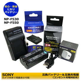 ★コンセント充電可能★　SONY ソニーNP-F550 / NP-F570/FUTABA LT2F2200　互換バッテリー　1個と　互換充電器BC-VM10/LBC-1D5 　1個　ACアダプター1個の　3点セット　HandyCam ハンディカム　CCD-SC5 / CCD-SC5E / CCD-SC55 / CCD-SC55E / CCD-SC6 / CCD-SC65 (A2.1)