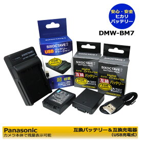 DMW-BM7 　パナソニック　互換バッテリー　2個　と　互換USB充電器の3点セット　残量表示可能　Lumix DMC-FZ3GN / Lumix DMC-FZ3PP / Lumix DMC-FZ4 / Lumix DMC-FZ4S / Lumix DMC-FZ4PP / Lumix DMC-FZ3B / Lumix DMC-FZ3EG-S