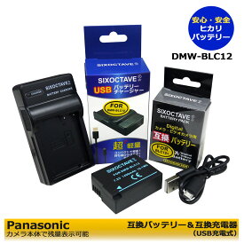 DMW-BLC12 / BP-DC12　 パナソニック 　互換バッテリー　1個　＆ 互換USB充電器 の　2点セット DMC-FZ1000 / DMC-FZ200 / DMC-FZ200GK / DMC-FZ200K / DMC-FZ300 / DMC-FZH1 / DMC-G5　DMC-G5W / DMC-G5X / DMC-G6 / ライカV-LUX (Typ114) / ライカV-LUX5