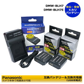 送料無料　DMW-BLH7 Panasonic 互換充電池　2個（残量表示可能）と　互換USB充電器の3点セットDMC-GM5 / DMC-GM5-G / DMC-GM5-R / DMC-GM5-K　DMC-GM5K / DMC-GM5K-G / DMC-GM5K-R / DMC-GM5K-K　DMC-GF7 / DMC-GF7-T / DMC-GF7-S / DMC-GF7-P