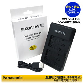 【あす楽対応】パナソニック Panasonic VW-VBT190 デュアルUSB充電器 2個同時充電可能　超軽量型HC-VZX1M / HC-WX1M / HC-WZX1M / HC-WXF1M / HC-WZXF1M / HC-WX2M　HC-WZX2M / HC-VX2M / HC-VZX2M / HC-VX992M / HC-VZX992M / HDC-HS60