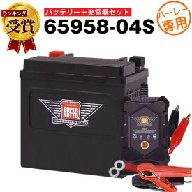 ハーレー対応 充電器＋AGMバッテリー 65958-04S セット■バイクバッテリー■65958-04A 65958-04B 65958-04C互換【在庫有り、即納】【あす楽】【スーパーナット】【新品】