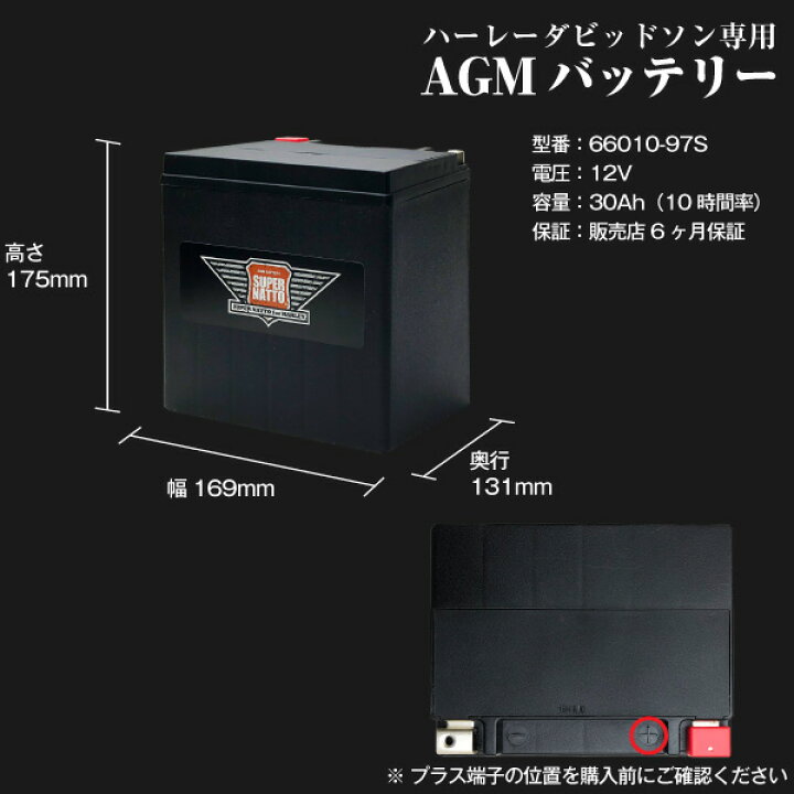 楽天市場】ハーレー専用AGMバッテリー 66010-97S□バイクバッテリー 