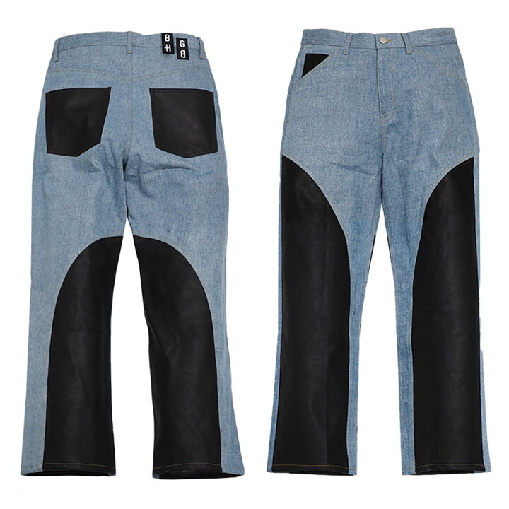 楽天市場】BAGARCH バガーチ PU LEATHER SWITCHING DENIM PANTS BH 