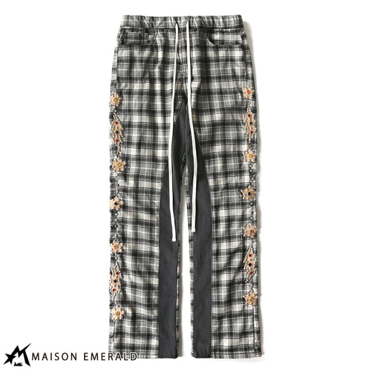 楽天市場】MAISON EMERALD メゾン エメラルド Botoms チェック パネリング ジェムストーン パンツ ボトムス CHECK PANELLING GEMSTONE PANTS ストリート系 カジュアル 正規品 オシャレ かっこいい モテる 【3,980円以上購入で送料無料】 【ファッションブランド正規通販 ...