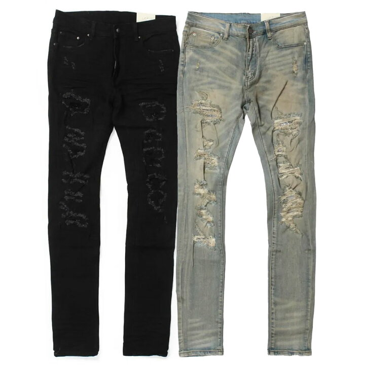 楽天市場】mnml ミニマル X201 Rhinestone Skinny Denim 25ML-SP837D 