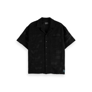 y20{|CgzSCOTCH & SODA XRb`Ah\[_ Crochet Short-Sleeved Relaxed-Fit Shirt 180034 Vc  bV