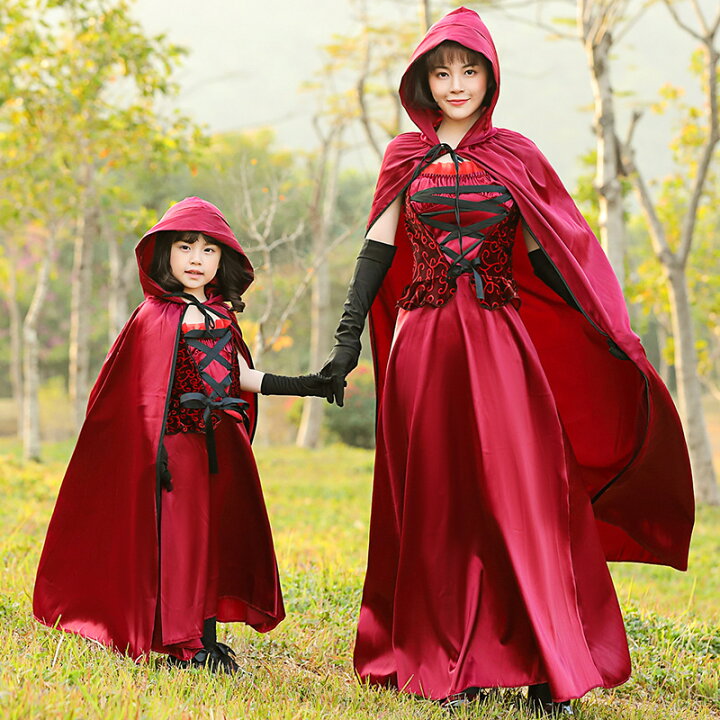 楽天市場 ハロウィン コスプレ 衣装 仮装 赤ずきん 衣装 コスチューム コス 赤ずきんちゃん あかずきん パーティーグッズ こすぷれ キッズ ワンピース 子供用 可愛い 大きサイズ 大人 レディース ハロウイン ママ 子供用 童話 お揃い おそろい ペアシック 親子