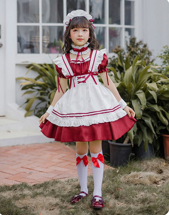 楽天市場 あす楽対応 ハロウィン コスプレ 仮装 メイド服 ゴスロリ ロリータ ワンピース メイド セット 子供 本格 ロリータ ワンピース 子供用 アイドル キャラクター アニメ 衣装 コスチューム 翌日配達 あす楽便 あす楽 Bau楽天市場店
