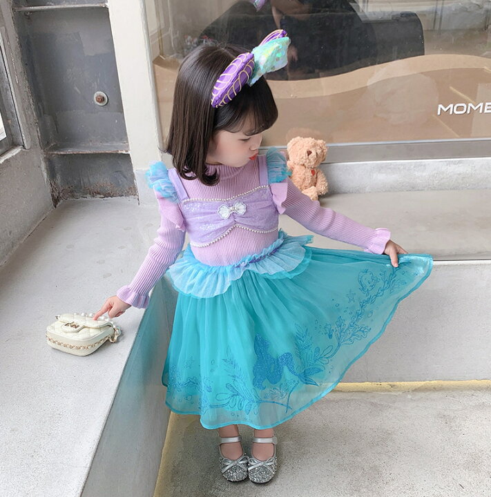 楽天市場 あす楽対応 プリンセスドレス アリエル ドレス プリンセス 子供 仮装 長袖 ワンピース 子供用 コスプレ衣装 なりきり コス 子供ドレス クリスマス 子供服 お姫様プリンセス ドレス コスプレ アニメ キャラクター Bau楽天市場店