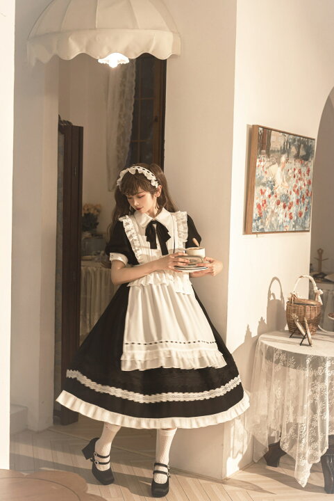 楽天市場】コスプレ メイド服 黒 ブラック 白 ホワイト 華やか メイド 