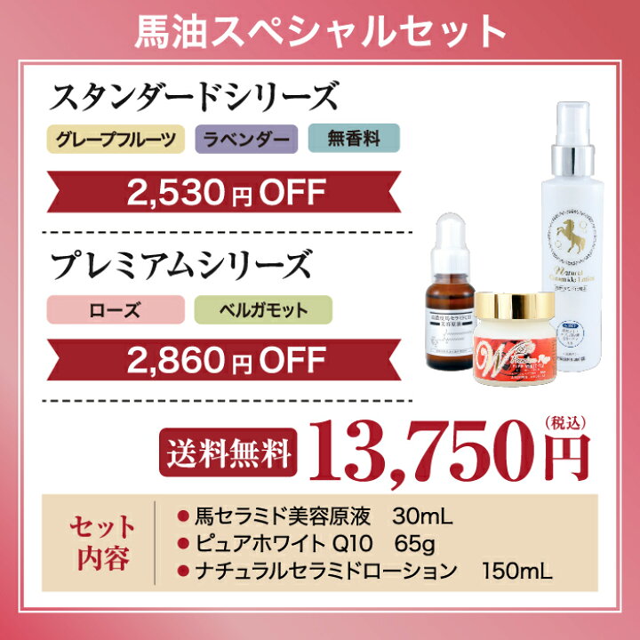 楽天市場】【最大2860円OFF】馬油スペシャルセット（馬セラミド美容  