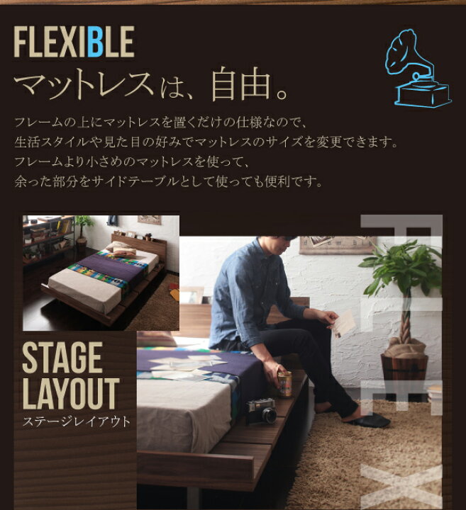 楽天市場】棚・コンセント付きモダンデザインローベッド 【Tschues 