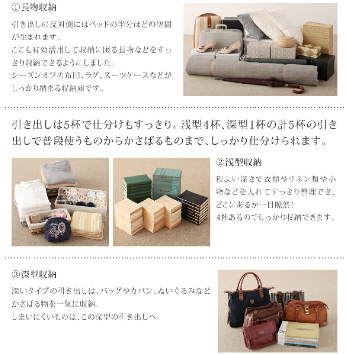 楽天市場】お客様組立 コンセント付きチェストベッド Spass シュパース 